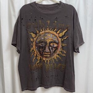 Vintage Sublime Graphic Tee Distressed Oversized Cotton Band T-Shirt